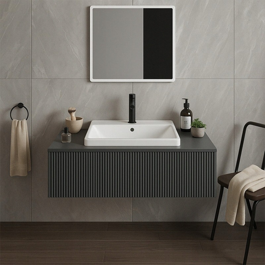 Biała ceramiczna umywalka 52x41 cm – prostokątna, wpuszczana w blat roboczy