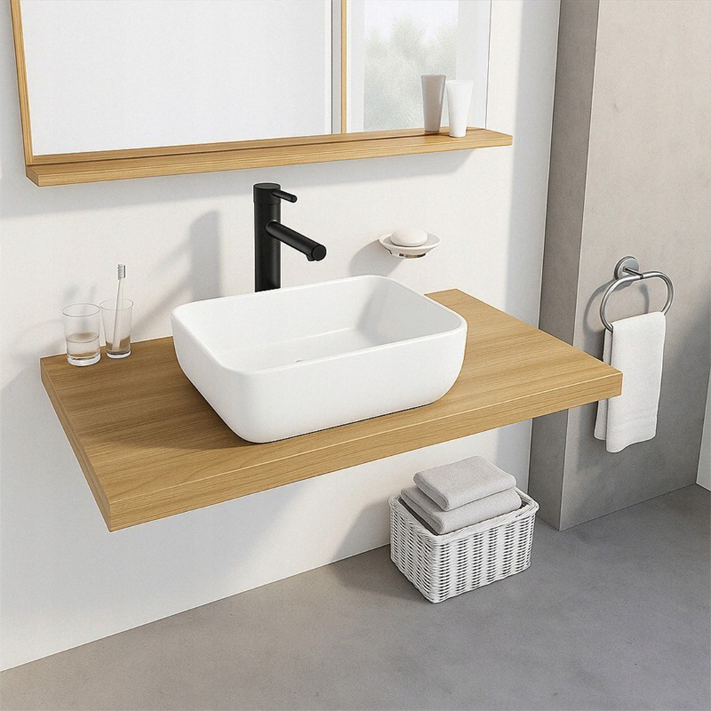 Owalna umywalka z błyszczącej białej ceramiki 37 x 25,5 cm – nowoczesny design