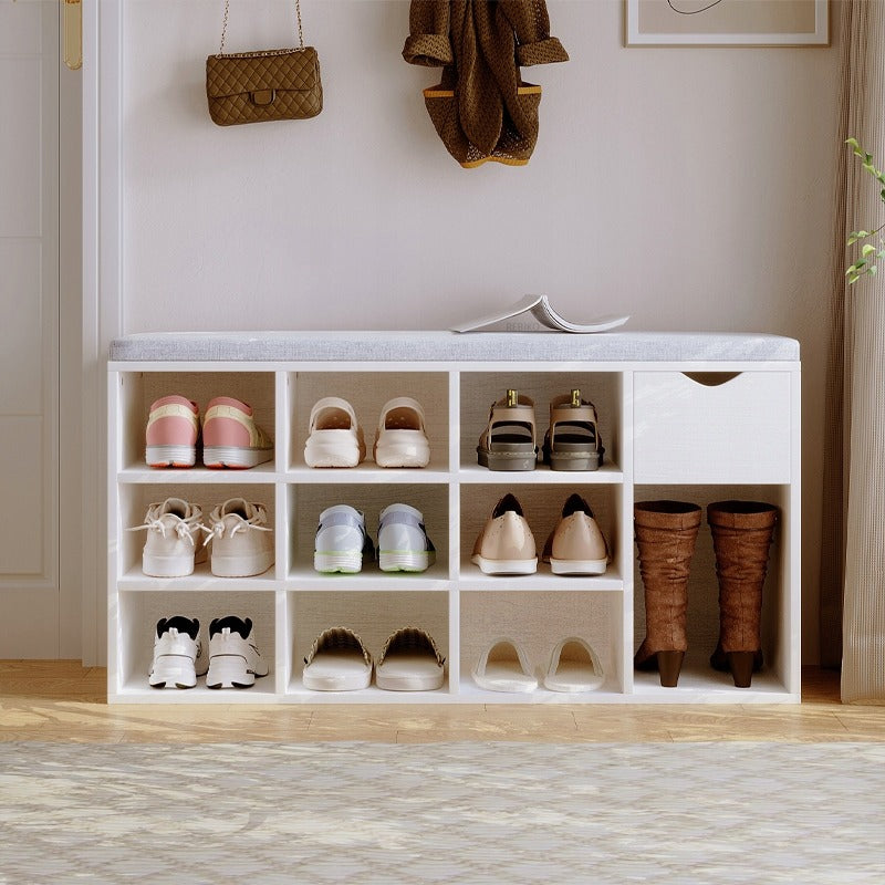 Szafka na buty z siedziskiem loft biała ławka przedpokój nowoczesna