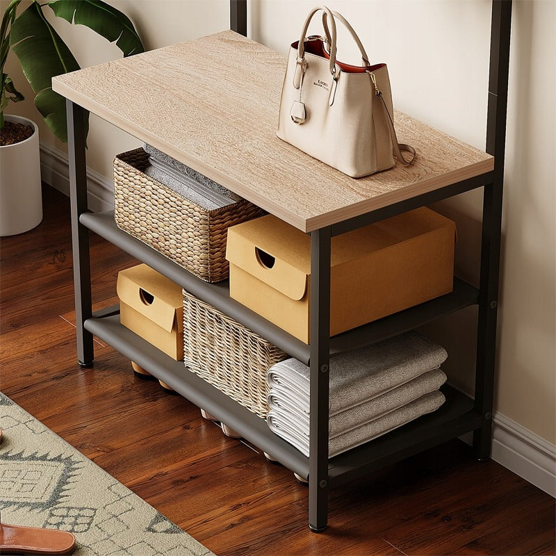 Wieszak na ubrania buty kurtki jasny brąz stojący podłogowy loft regał