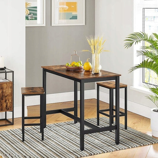 Zestaw stołu barowego w stylu industrialnym z 2 krzesłami - 100x40x90 cm