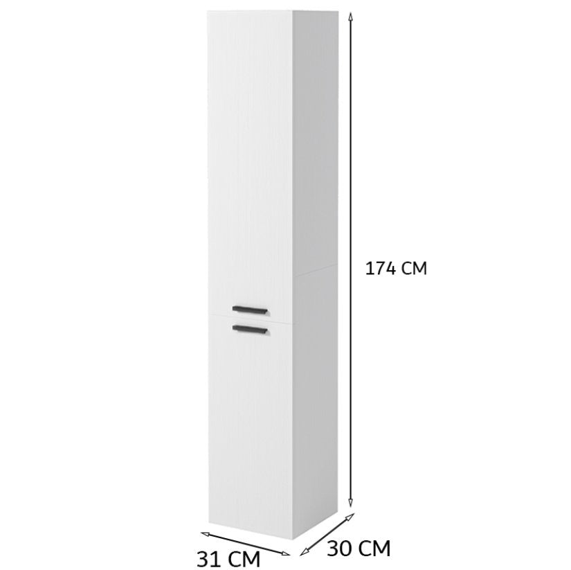 Szafka łazienkowa regał słupek 2 drzwi biała wysoka nowoczesna 174cm
