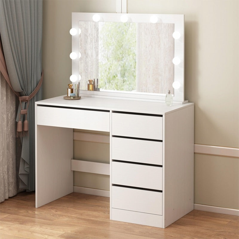 Toaletka kosmetyczna makijażu wizażu z lustrem led nowoczesna glamour biała