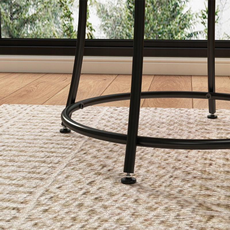 Okrągły stolik kawowy do salonu z półką, brązowy loft 55 cm