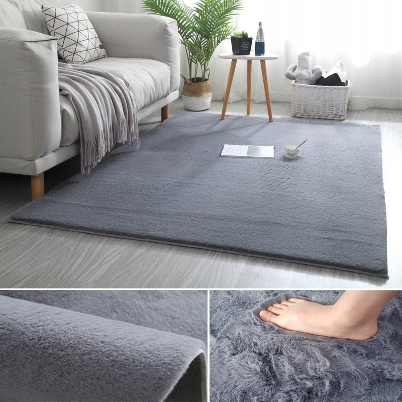 Miękki dywan Rabbit z pluszu, ciemnoszary