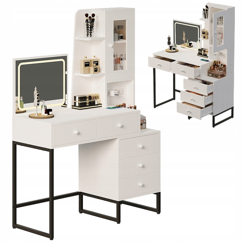 Toaletka kosmetyczna makijażu wizażu z lustrem LED glamour nowoczesna loft
