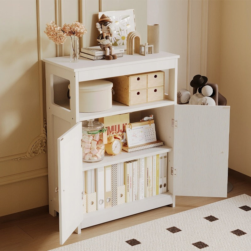 Komoda szafka z półką – 2 drzwi – styl skandynawski / loft – biała