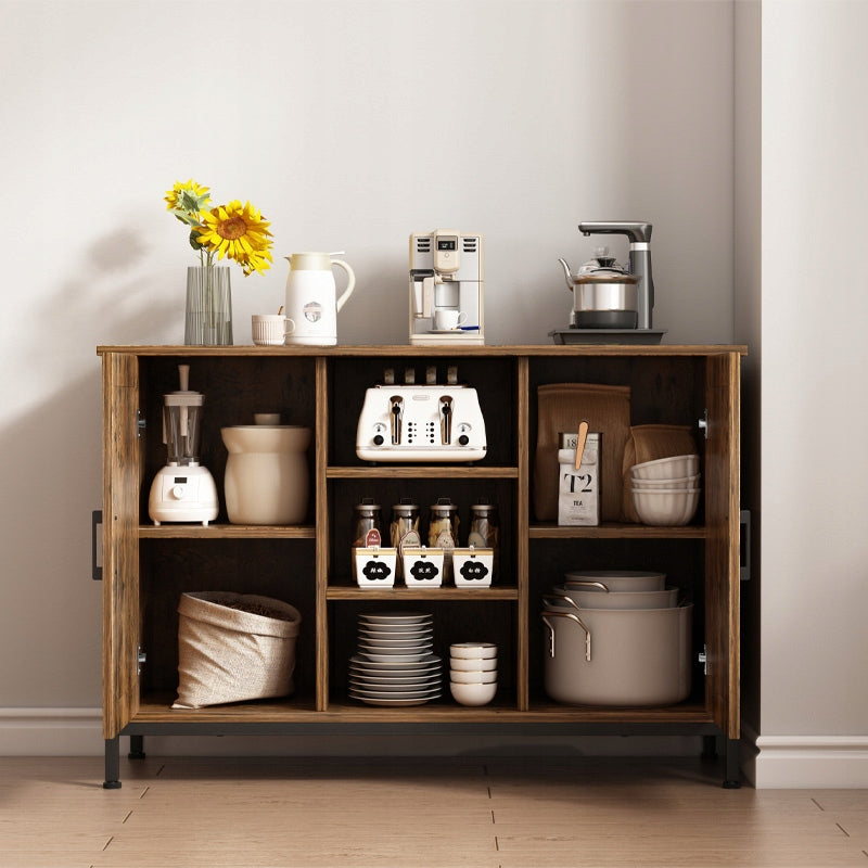 Komoda z szufladami i otwartymi półkami 100x70x35 cm – Vintage brązowa, styl rustykalny