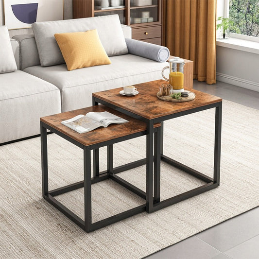 Zestaw stolików kawowych 2 w 1 – składane stoliki kwadratowe do salonu