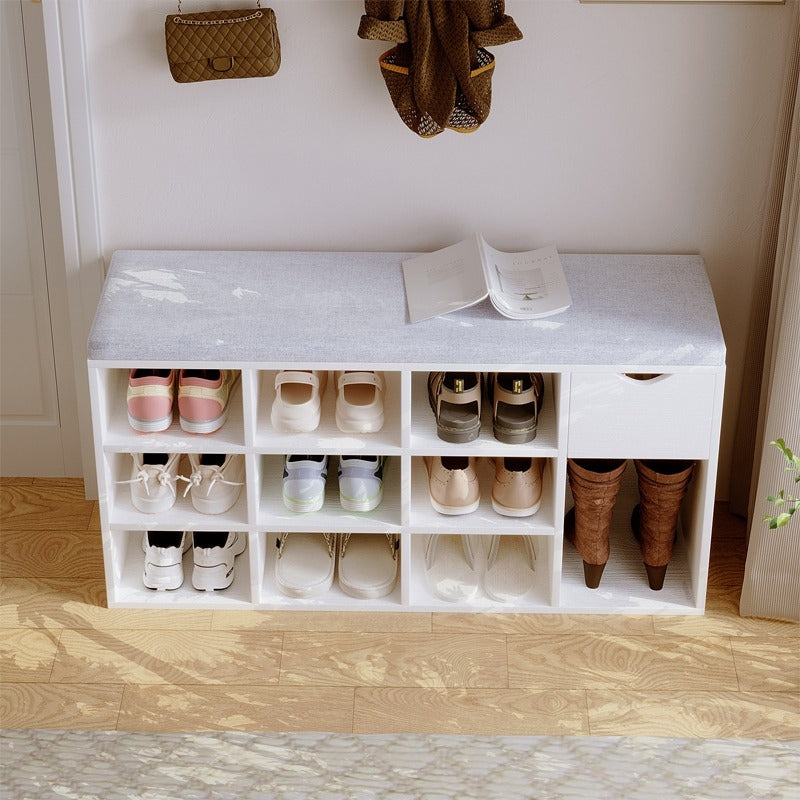 Szafka na buty z siedziskiem loft biała ławka przedpokój nowoczesna