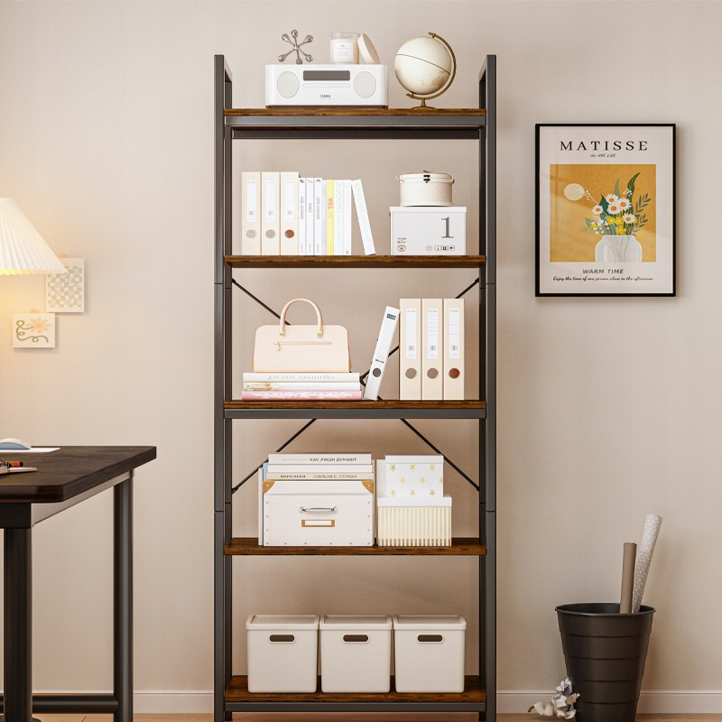 Biblioteka industrialna w stylu loftowym – 66 x 30 x 153 cm, rustykalne MDF i metalowa rama