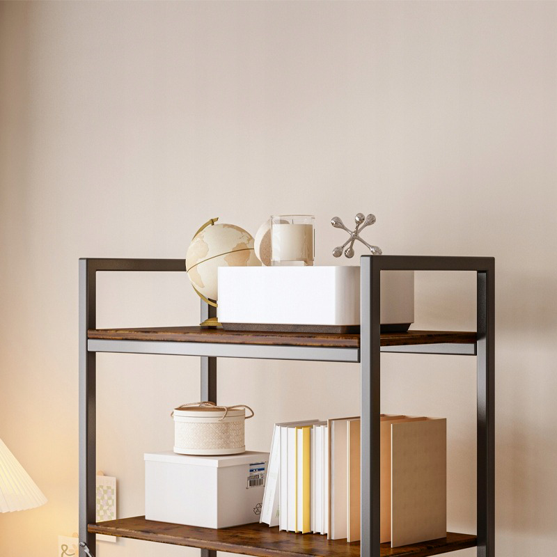 Biblioteka industrialna w stylu loftowym – 66 x 30 x 153 cm, rustykalne MDF i metalowa rama