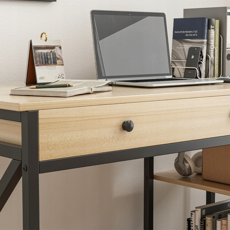 Biurko komputerowe – jasny dąb, klasyczny styl skandynawski, 120 cm