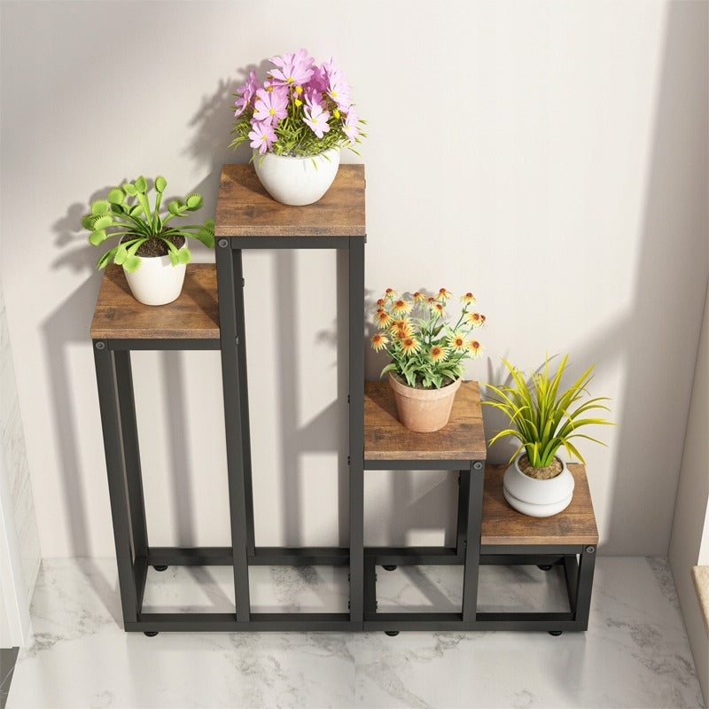 Stojak na rośliny doniczkowe rustykalny regał 4 półki