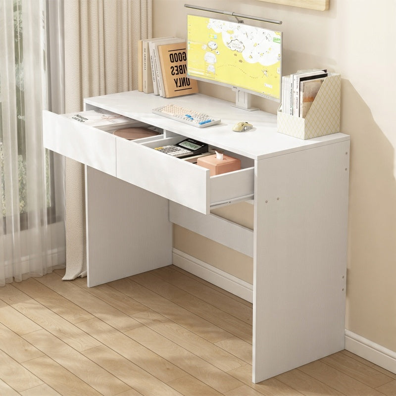 Nowoczesne białe biurko komputerowe z 2 szufladami w stylu loftowym, blat toaletowy 100 cm