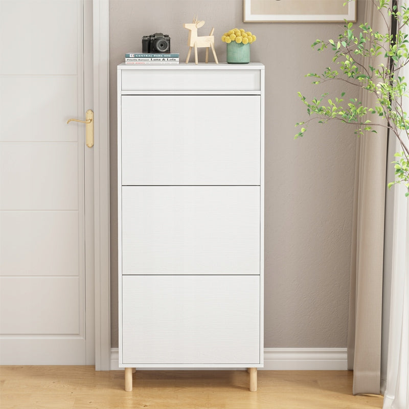 Biała szafka na buty z lustrem i miejscem do przechowywania w stylu loftowym, pionowa półka do przedpokoju 55 cm