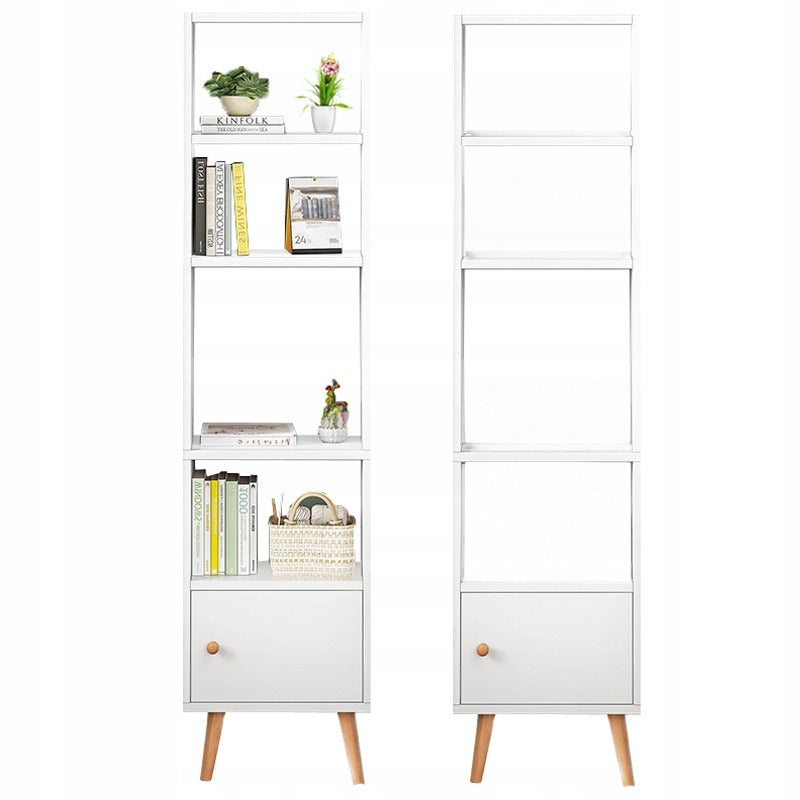 Regał stojący biały na książki półki wysoki skandynawski słupek szafa loft