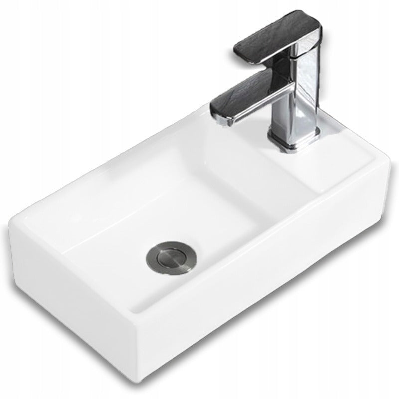 Umywalka nablatowa prostokątna ceramiczna biała stawiana na blat 40x22 cm