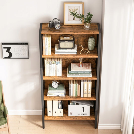 Szafka w stylu industrialnym – 74 x 30 x 155 cm, 5 półek, MDF i metal, styl loftowy, kompaktowa i solidna konstrukcja