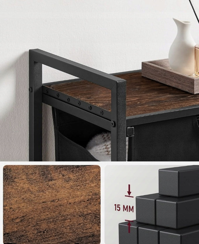 Duży kosz na pranie dwukomorowy z półką industrialny regał pojemnik loft