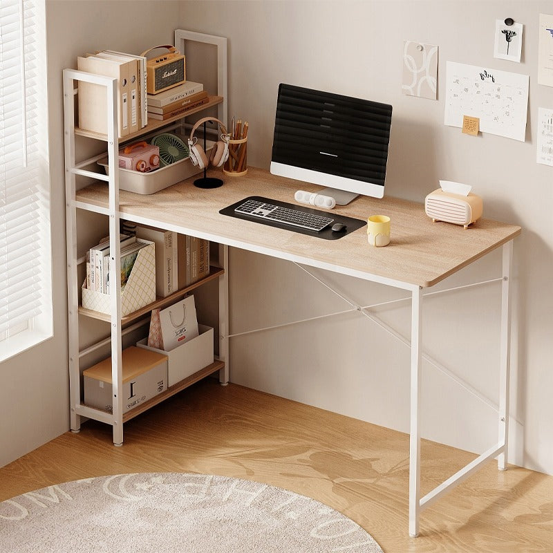 Biurko młodzieżowe z regałem komputerowe jasny brąz nowoczesne loft 120 cm