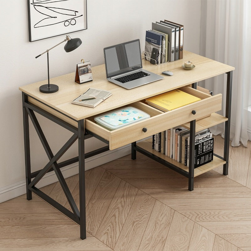 Biurko komputerowe – jasny dąb, klasyczny styl skandynawski, 120 cm