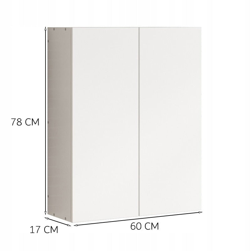 Szafka wisząca do łazienki, biała, z 2 drzwiami, nowoczesna, do montażu na ścianie, z 3 półkami, 60 cm