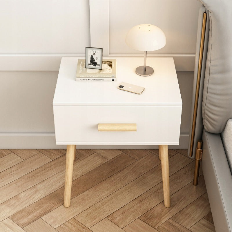 Biała szafka nocna z szufladą Skandynawski loft sypialnia glamour