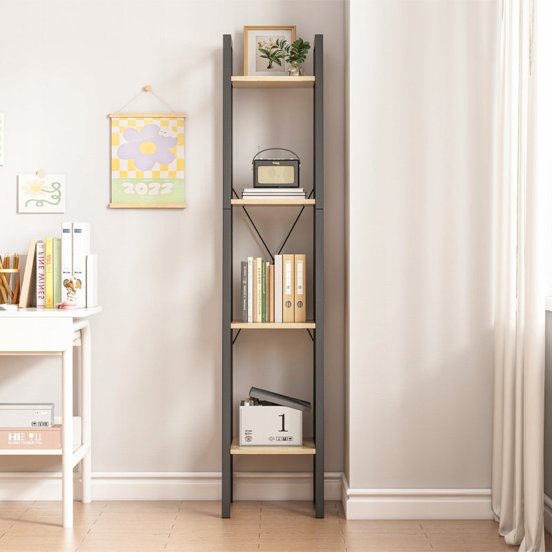 Szafka typu drabinka z 4 półkami – 34x147x32 cm, ciemny brąz, styl industrialny loft