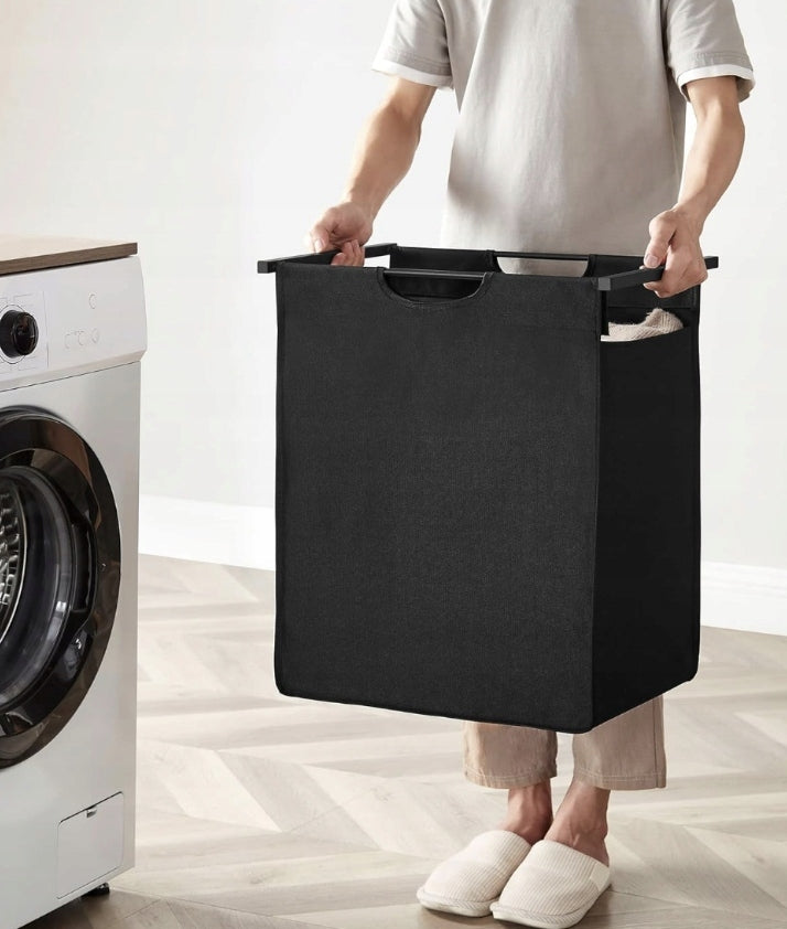 Duży kosz na pranie dwukomorowy z półką industrialny regał pojemnik loft