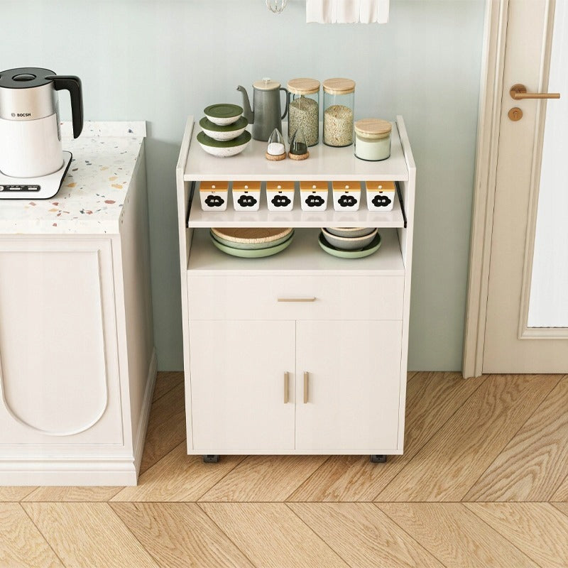 Szafka wózek kuchenny komoda stół regał nowoczesny mobilny na kółkach biała