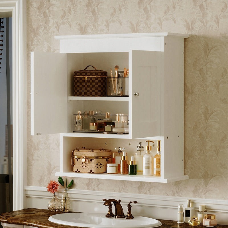 Szafka łazienkowa wisząca biała 2-drzwiowa skandynawski ścienna półki loft