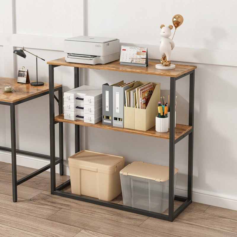 Industrialna szafka biurowa w stylu loft, z drewna, z 2 półkami, w kolorze rustykalnego brązu.