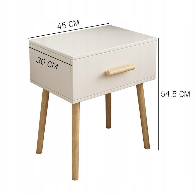 Biała szafka nocna z szufladą Skandynawski loft sypialnia glamour