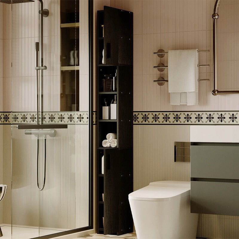 Regał łazienkowy stojący szafa czarny loft szafka półka słupek wysoki wąski