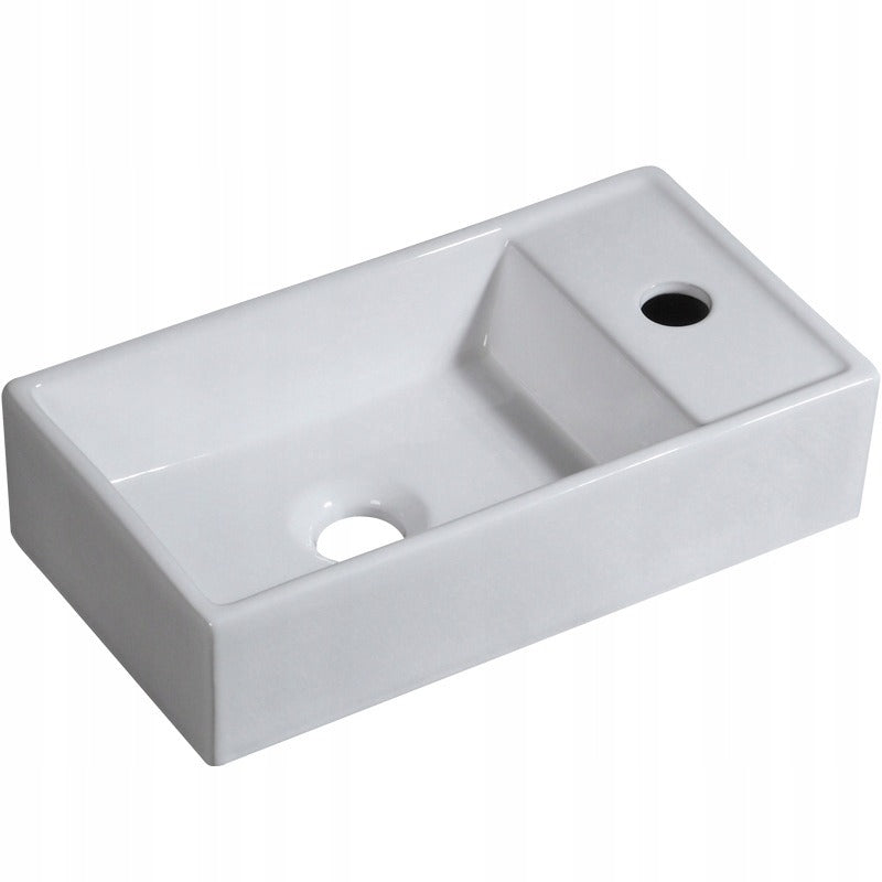 Umywalka nablatowa prostokątna ceramiczna biała stawiana na blat 40x22 cm
