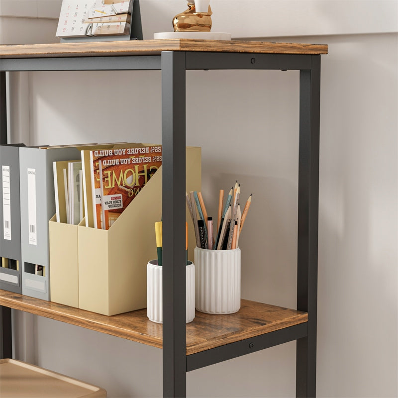 Industrialna szafka biurowa w stylu loft, z drewna, z 2 półkami, w kolorze rustykalnego brązu.