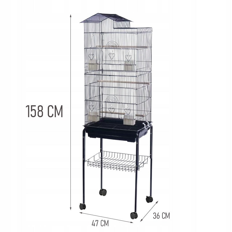 Klatka woliera duża na kółkach papug kanarków ptaków egzotycznych metal