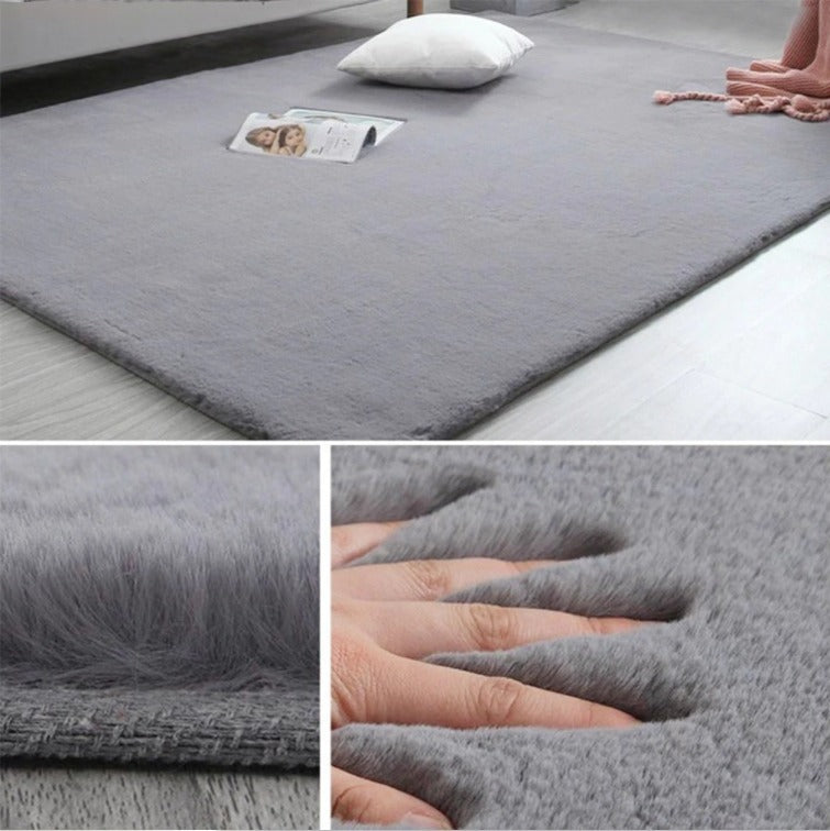 Miękki dywan Rabbit z pluszu, jasnoszary