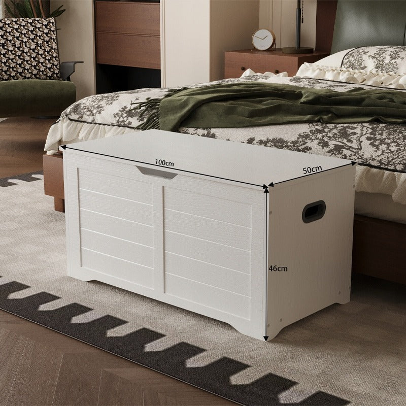 Drewniana duża skrzynia przechowywania biała kufer na koce pościel loft