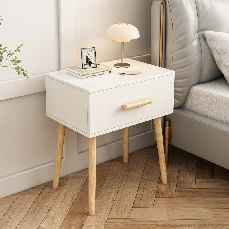 Biała szafka nocna z szufladą Skandynawski loft sypialnia glamour