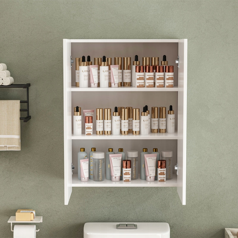 Wisząca szafka łazienkowa biała, nowoczesna, z 2 drzwiczkami, montowana na ścianie – 3 półki, 80 cm