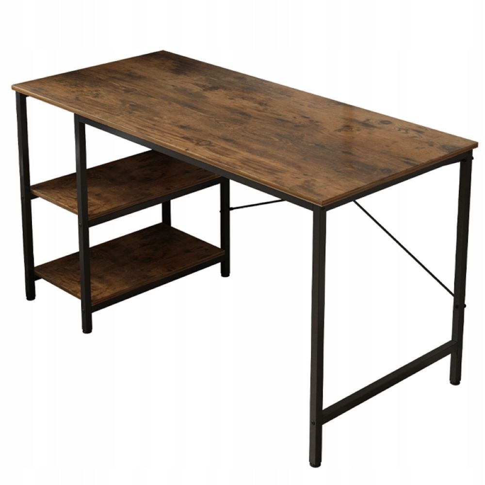 Biurko komputerowe – metalowe, styl gamer, design loftowy/industrialny, 2 półki boczne, 120 cm