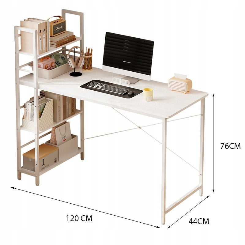 Biurko komputerowe stolik loft białe młodzieżowe z regałem półkami 120cm