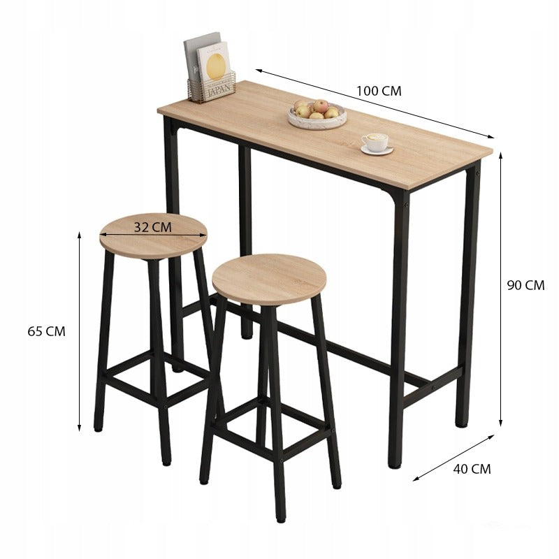Zestaw barowy stół kuchenny + 2 krzesła hoker