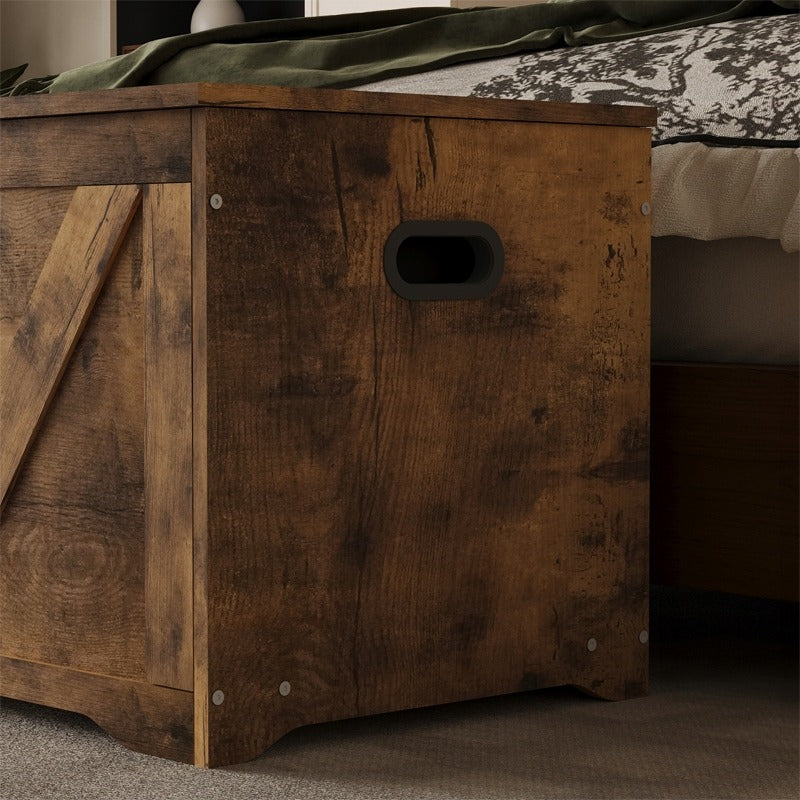 Drewniana skrzynia przechowywania schowek organizer ława brąz loft 100 cm
