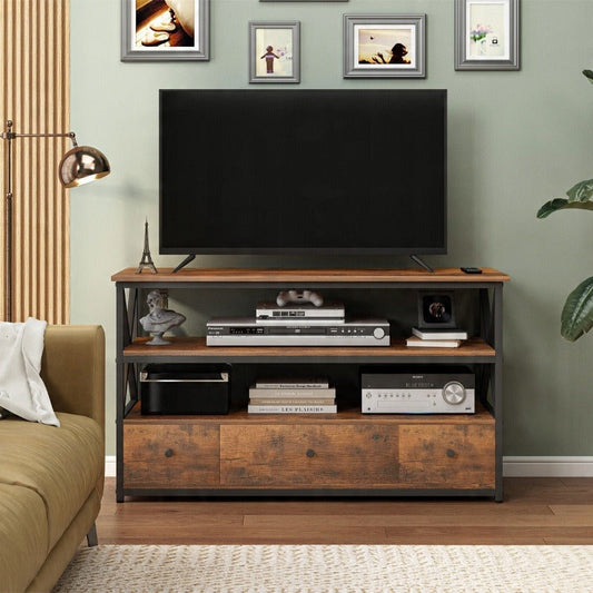 Szafka telewizyjna loftowa do salonu z półkami i szufladami 110 cm