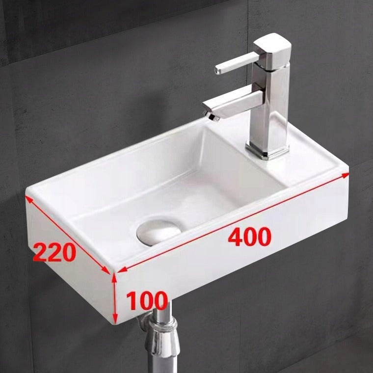 Umywalka nablatowa prostokątna ceramiczna biała stawiana na blat 40x22 cm