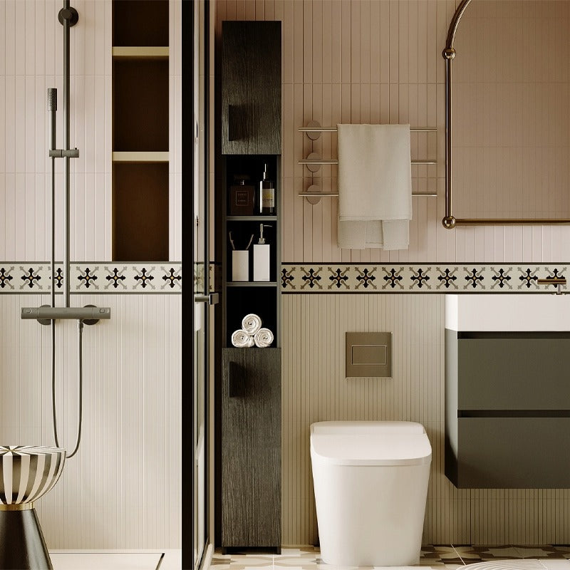 Regał łazienkowy stojący szafa czarny loft szafka półka słupek wysoki wąski