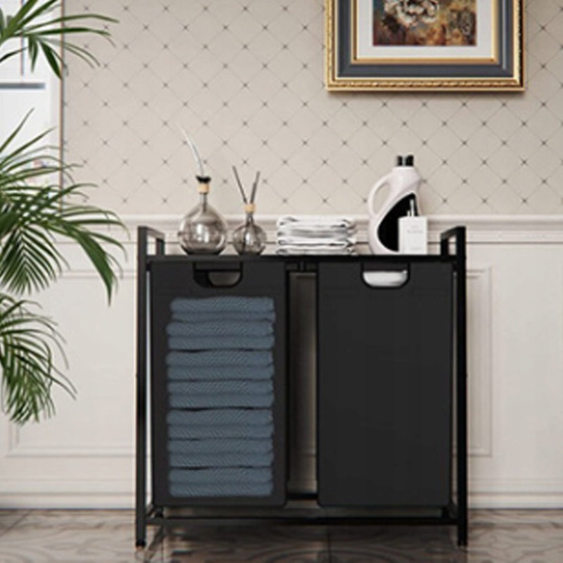 Duży kosz na pranie dwukomorowy z półką industrialny regał pojemnik loft